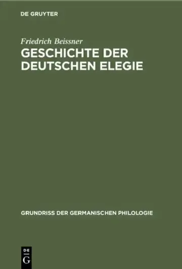 Cover of Geschichte der deutschen Elegie
