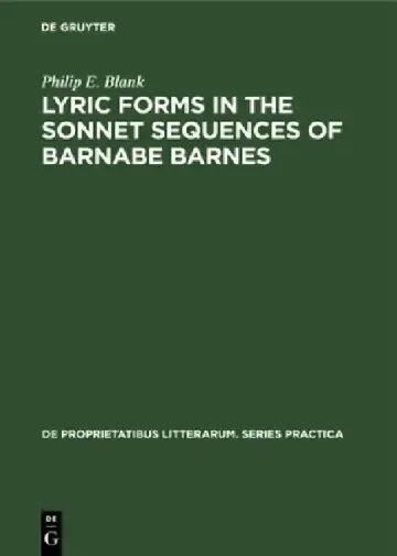 Cover of Lyric Forms in the Sonnet Sequences of Barnabe Barnes