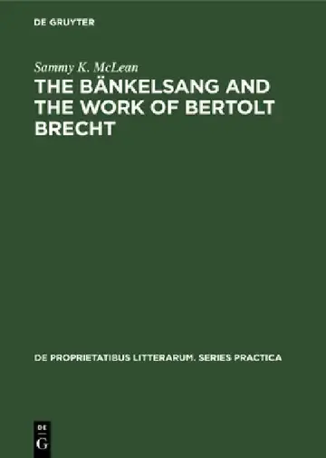 Cover of The Bänkelsang and the Work of Bertolt Brecht
