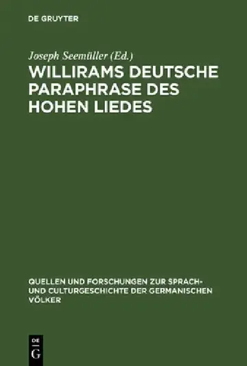 Cover of Willirams deutsche Paraphrase des Hohen Liedes