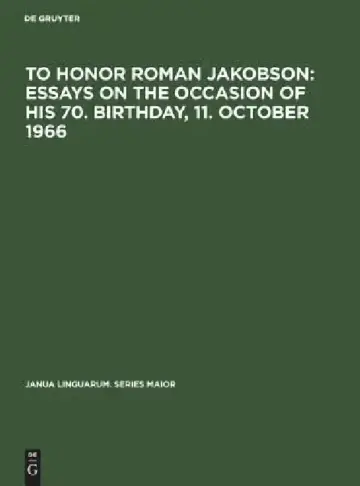 Cover of To Honor Roman Jakobson