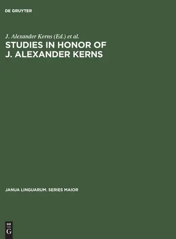 Cover of Studies in honor of J. Alexander Kerns