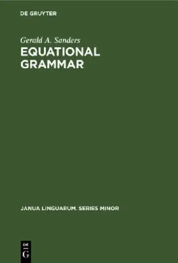 Cover of Equational Grammar