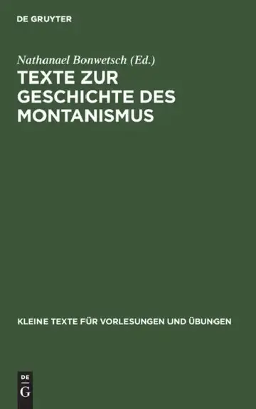Cover of Texte Zur Geschichte Des Montanismus