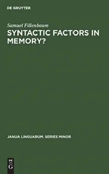 Cover of Syntactic Factors in Memory?