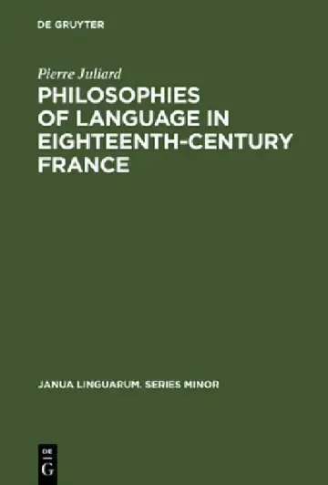 Cover of Philosophies of Language in Eighteenth-Century France