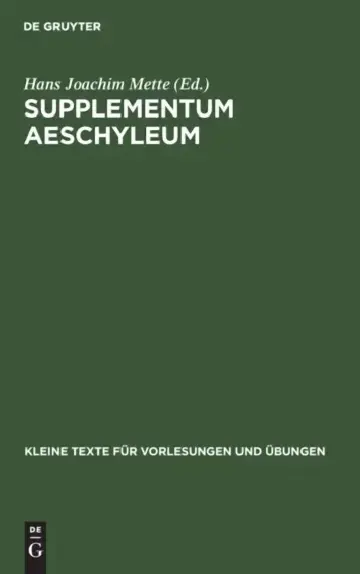 Cover of Supplementum Aeschyleum