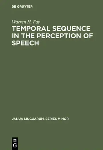 Cover of Temporal Sequence in the Perception of Speech