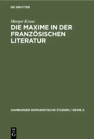 Cover of Die Maxime in der französischen Literatur