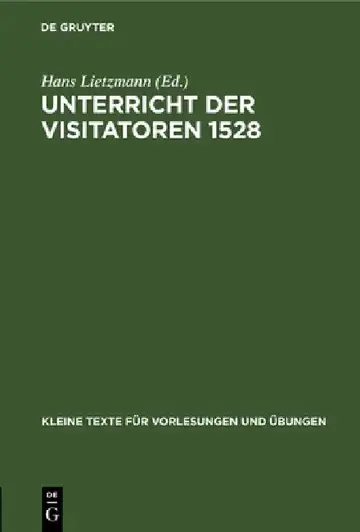 Cover of Unterricht Der Visitatoren 1528