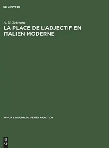 Cover of La Place de l'Adjectif En Italien Moderne