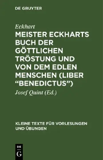 Cover of Meister Eckharts Buch Der Göttlichen Tröstung Und Von Dem Edlen Menschen (Liber "Benedictus")