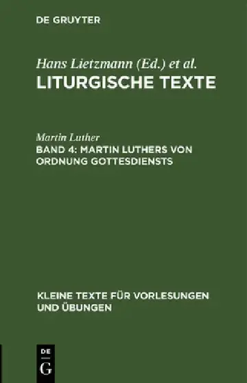 Cover of Martin Luthers Von Ordnung Gottesdiensts