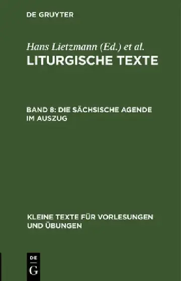 Cover of Die Sächsische Agende Im Auszug