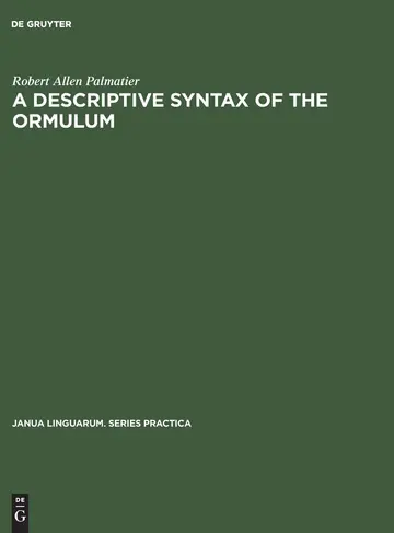 Cover of A Descriptive Syntax of the Ormulum