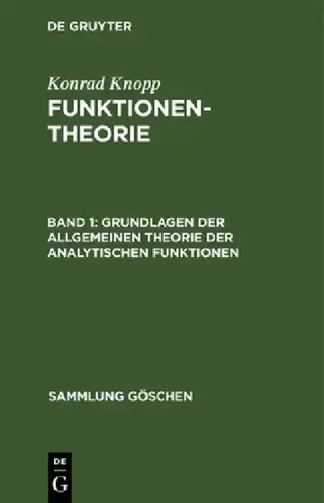 Cover of Grundlagen der allgemeinen Theorie der analytischen Funktionen
