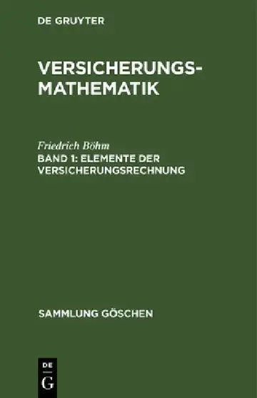 Cover of Elemente der Versicherungsrechnung