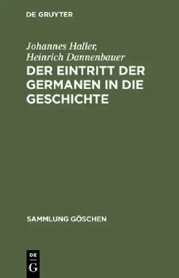 Cover of Der Eintritt Der Germanen in Die Geschichte