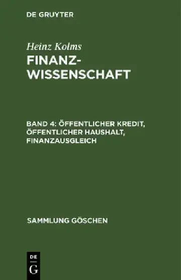 Cover of Öffentlicher Kredit, öffentlicher Haushalt, Finanzausgleich