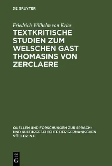 Cover of Textkritische Studien Zum Welschen Gast Thomasins Von Zerclaere