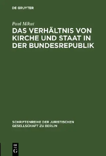 Cover of Das Verhältnis Von Kirche Und Staat in Der Bundesrepublik
