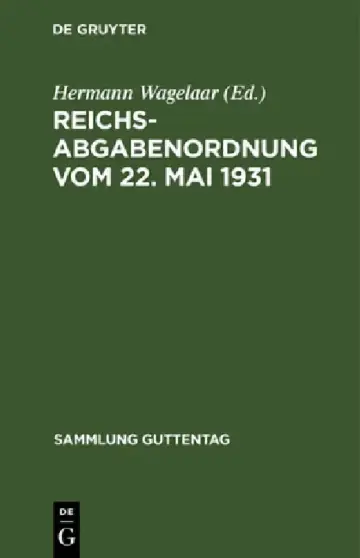 Cover of Reichsabgabenordnung Vom 22. Mai 1931