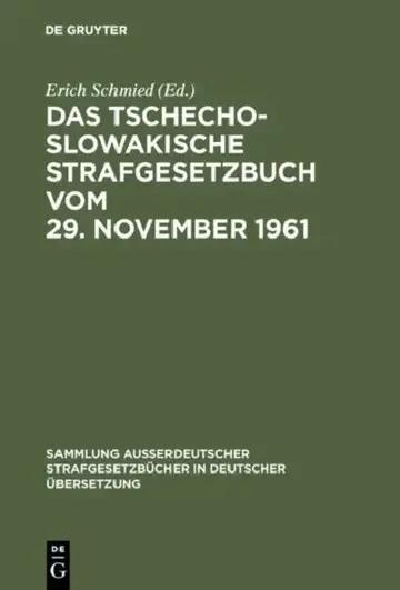 Cover of Das Tschechoslowakische Strafgesetzbuch vom 29. November 1961