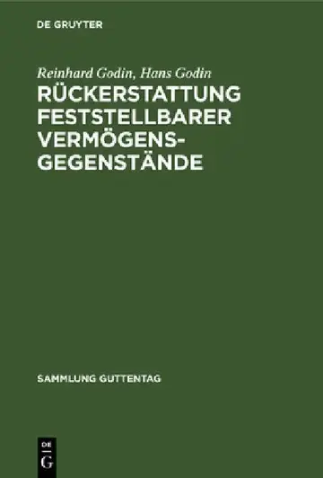 Cover of Rückerstattung feststellbarer Vermögensgegenstände