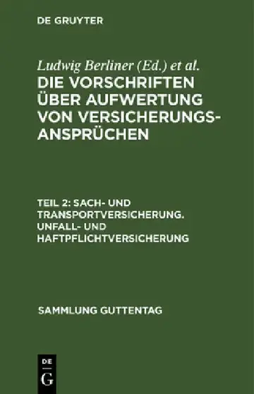 Cover of Sach- und Transportversicherung. Unfall- und Haftpflichtversicherung