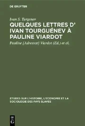 Cover of Quelques lettres d' Ivan Tourguénev à Pauline Viardot