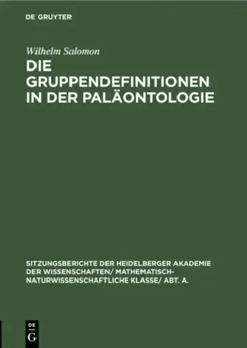 Cover of Die Gruppendefinitionen in Der Paläontologie