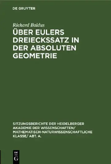Cover of Über Eulers Dreieckssatz in Der Absoluten Geometrie
