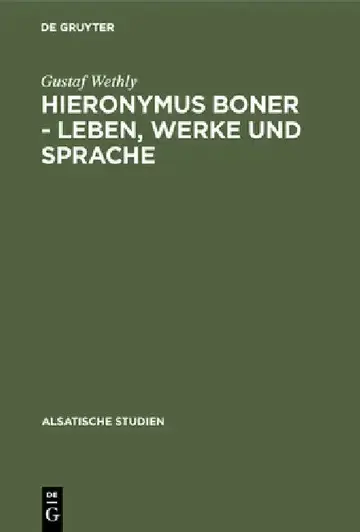 Cover of Hieronymus Boner - Leben, Werke und Sprache