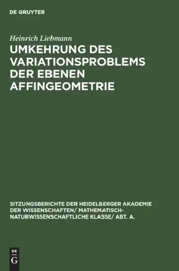 Cover of Umkehrung Des Variationsproblems Der Ebenen Affingeometrie