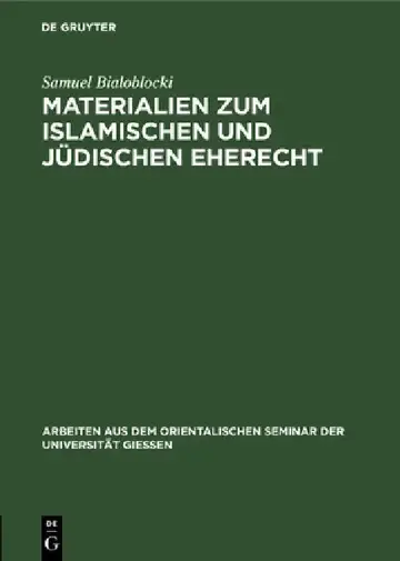 Cover of Materialien Zum Islamischen Und Jüdischen Eherecht