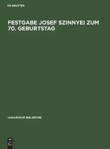 Cover of Festgabe Josef Szinnyei Zum 70. Geburtstag