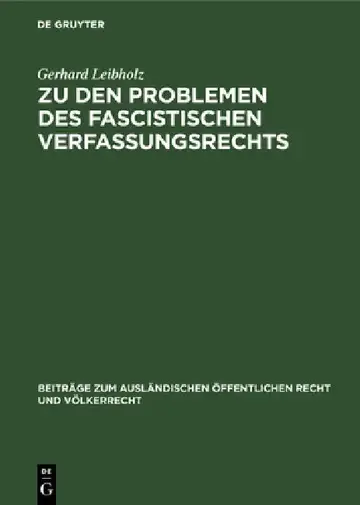 Cover of Zu Den Problemen Des Fascistischen Verfassungsrechts