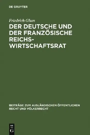Cover of Der Deutsche Und Der Französische Reichswirtschaftsrat
