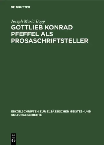 Cover of Gottlieb Konrad Pfeffel ALS Prosaschriftsteller