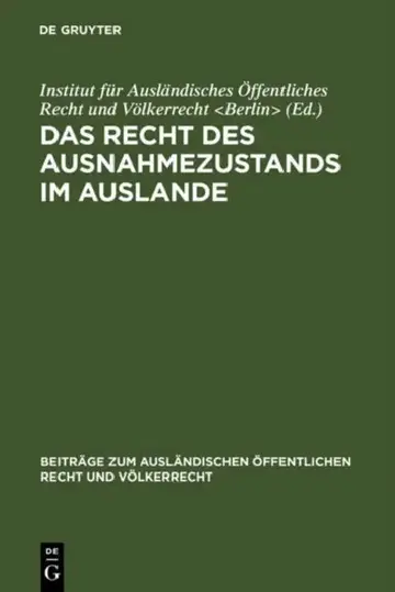 Cover of Das Recht Des Ausnahmezustands Im Auslande