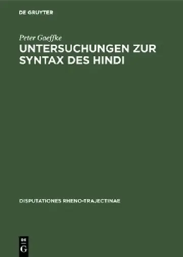 Cover of Untersuchungen Zur Syntax Des Hindi