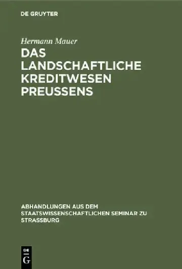 Cover of Das Landschaftliche Kreditwesen Preussens