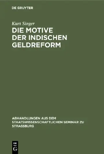 Cover of Die Motive Der Indischen Geldreform
