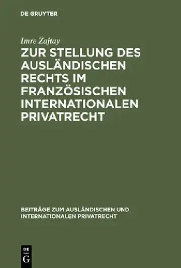 Cover of Zur Stellung Des Ausländischen Rechts Im Französischen Internationalen Privatrecht