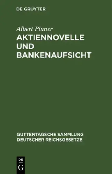 Cover of Aktiennovelle Und Bankenaufsicht