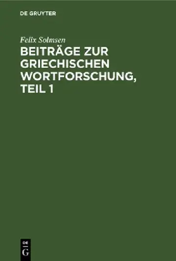 Cover of Beiträge Zur Griechischen Wortforschung, Teil 1