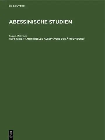 Cover of Die Traditionelle Aussprache Des Äthiopischen