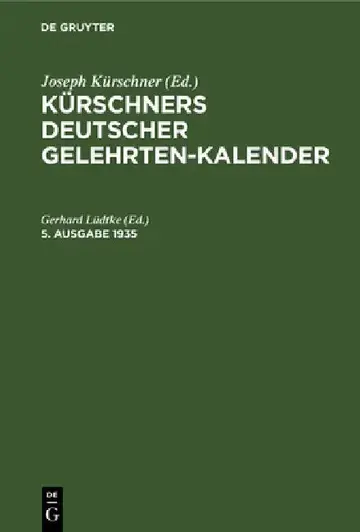 Cover of Kürschners Deutscher Gelehrten-Kalender. 5. Ausgabe 1935