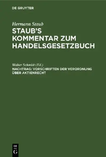 Cover of Vorschriften Der Verordnung Über Aktienrecht