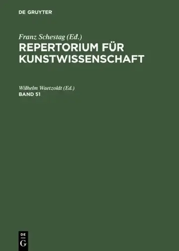 Cover of Repertorium Für Kunstwissenschaft. Band 51